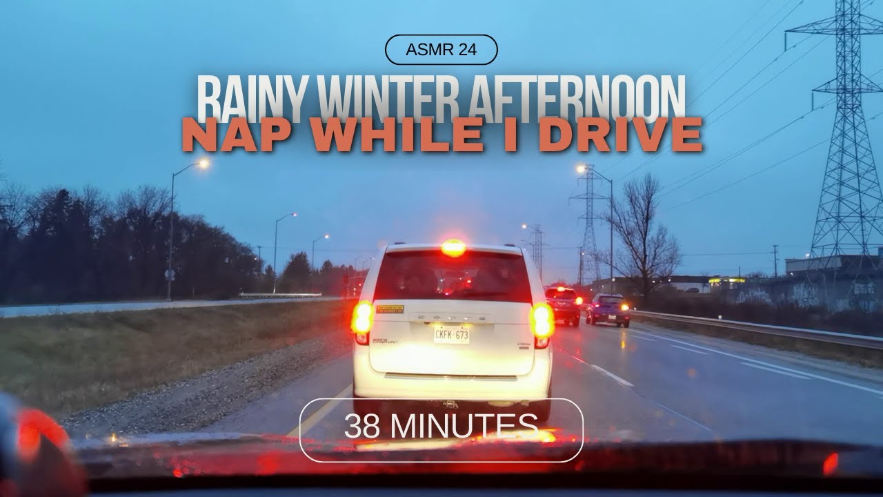Rainy Winter Afternoon Drive: 38-Minute December Journey in Southern Canada | ASMR