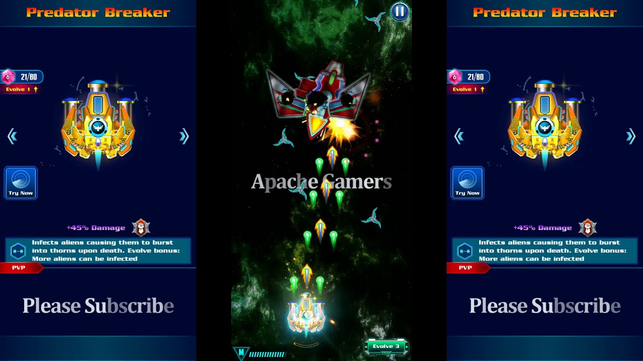 Galaxy Attack: Alien Shooter | New Ship Skin | Predator Breaker Evolve Review | Apache Gamers
