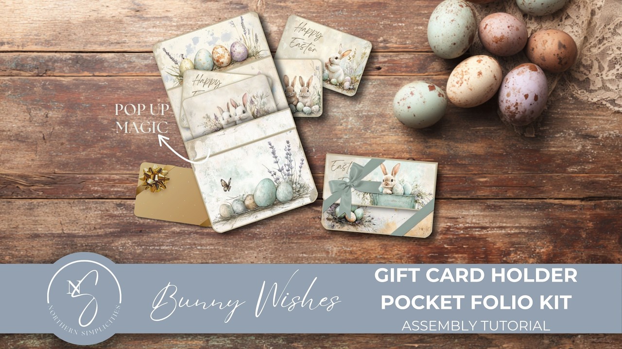 Bunny Wishes Folio Kit Assembly Cute Easter Gift Card Holder