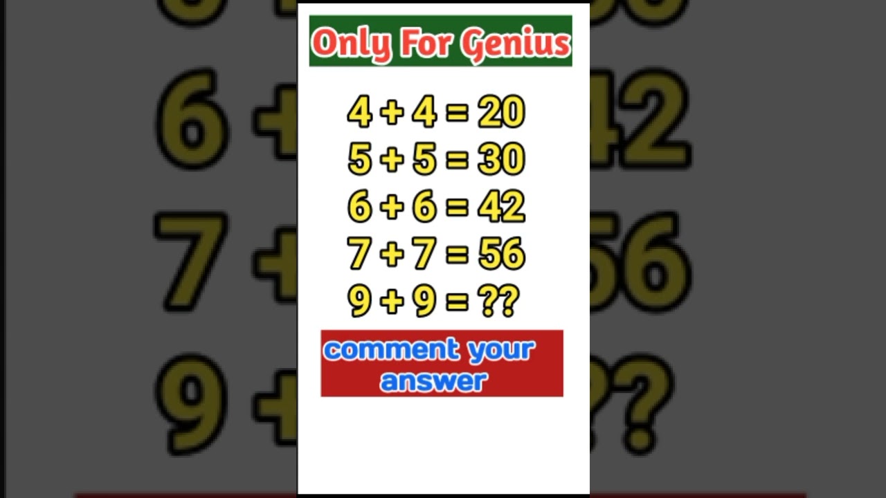 maths puzzle Math puzzle&nbsp;#shorts&nbsp;#puzzleMath puzzle&nbsp;#shorts&nbsp;#puzzle only for Genius
