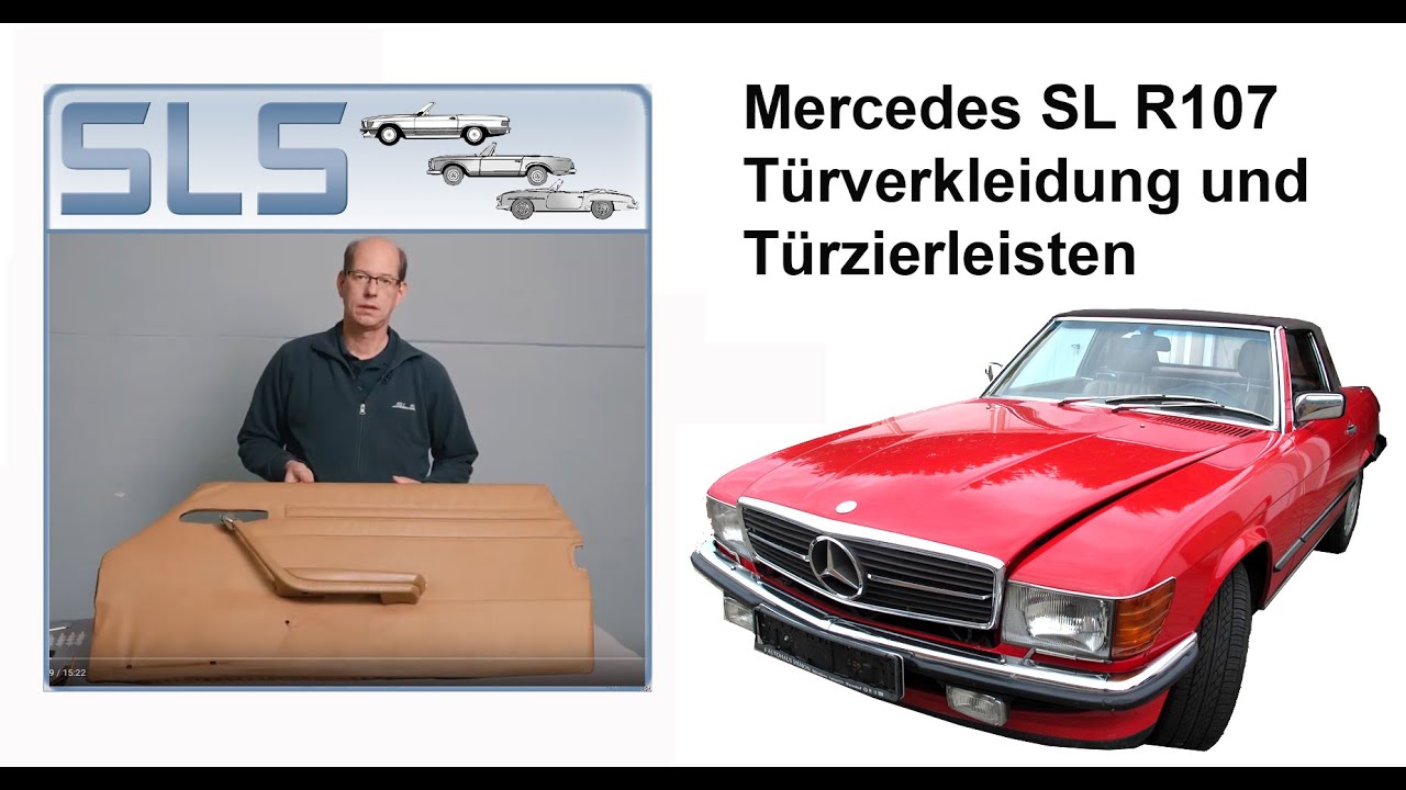Mercedes SL R107 Türverkleidung, Abstreifprofil, Türzierleiste und Gummi und Absteifbürste