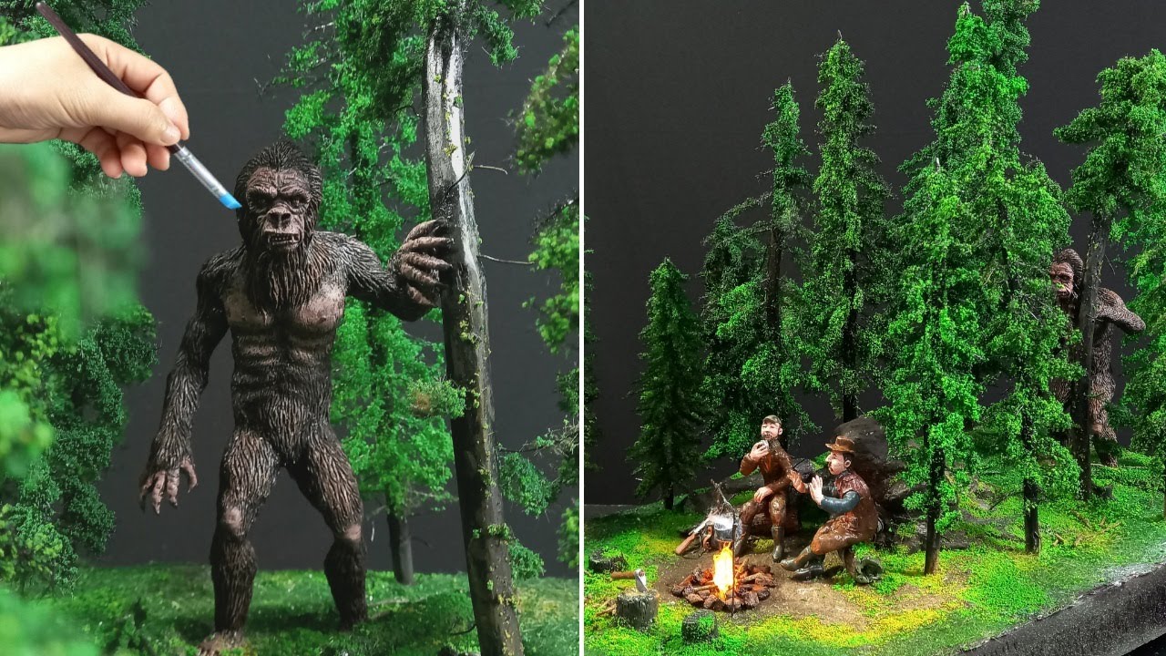 Bigfoot Legendary creature,predator,scary / Clay / Diorama