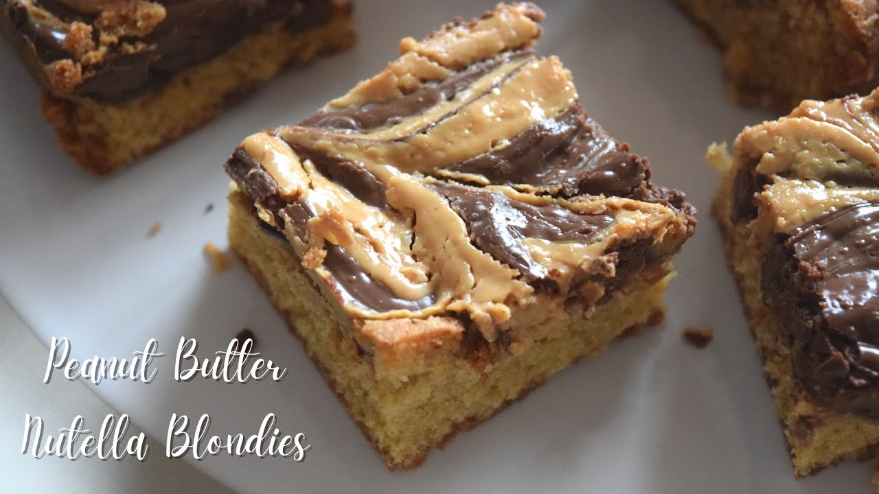 Peanut Butter Nutella Blondies | Sundaebake