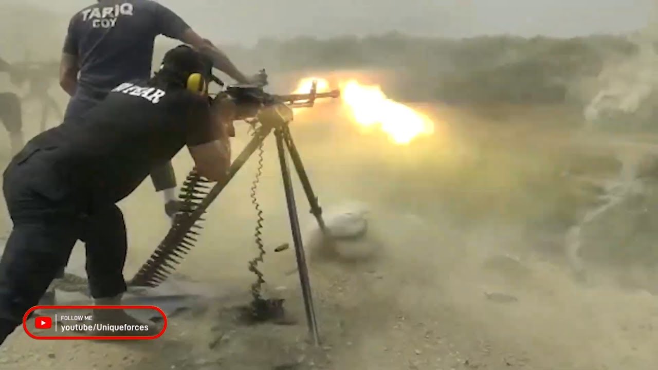 Shooting a DShK Heavy Machine Gun | .50 cal machine gun type w85 heavy machine gun live Firing