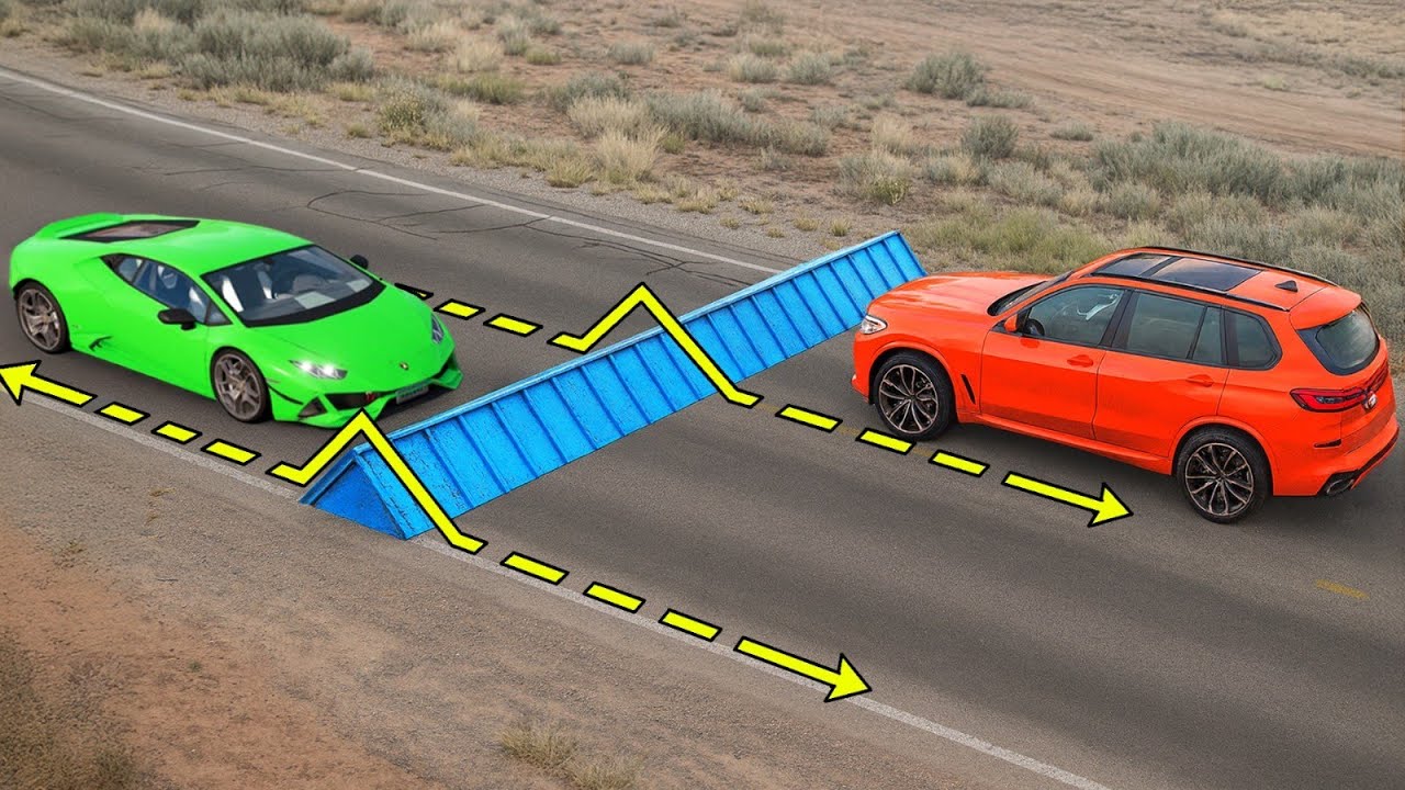 Cars vs Sharp Spiked Speed Bumps Challenge in BeamNG Drive!