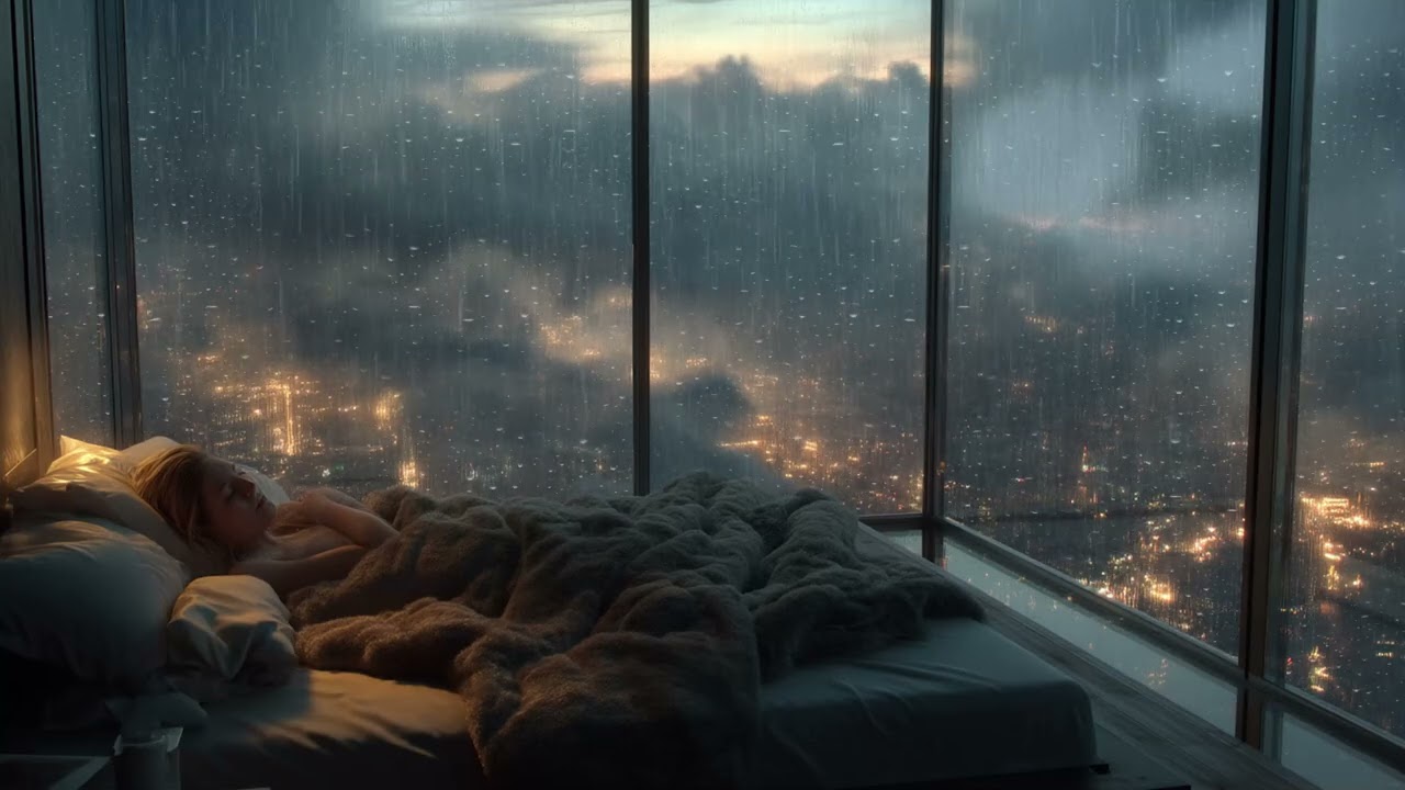 Spending a Stormy Night with Annie Above the City | High-Rise Rain, Soft Thunder, Relaxing Hours