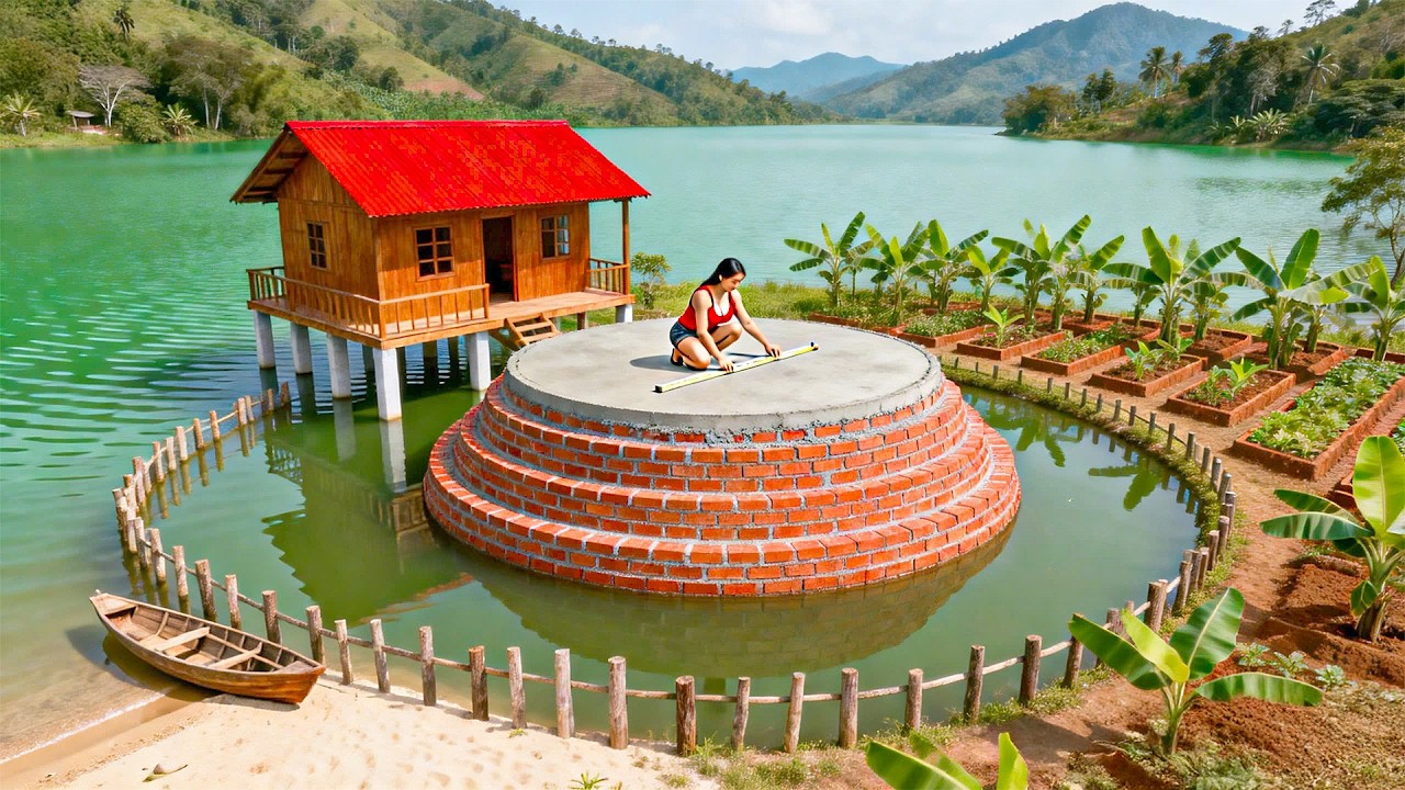 TIMELAPSE - Building a Small Island in the Pond | Planting Bananas & Harrowing the Field
