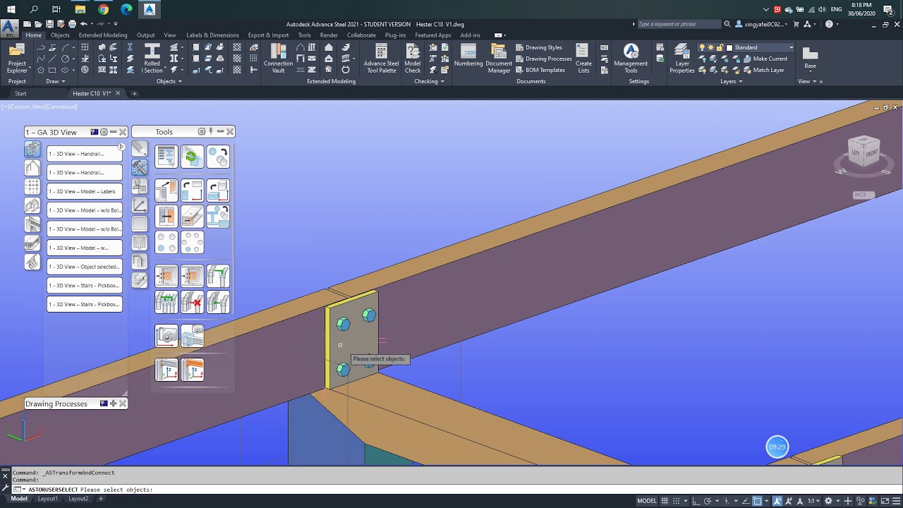 Advanced steel shop drawing assembly and Single parts-5