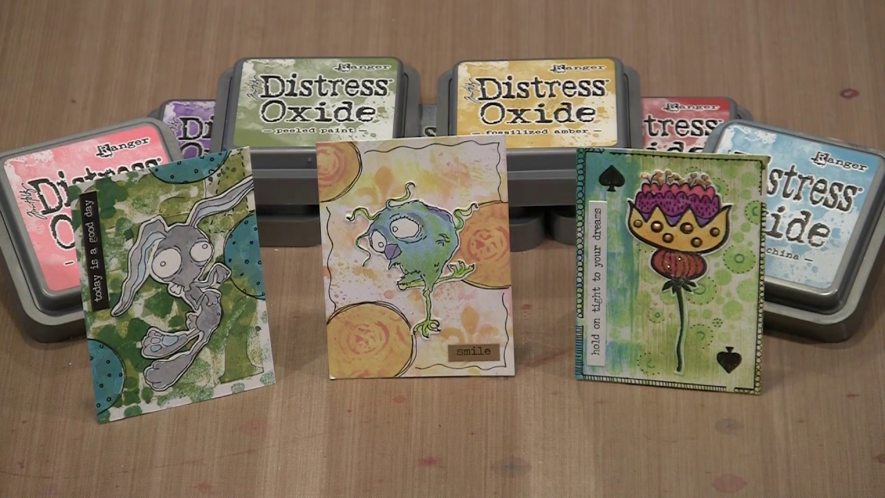 Distress Oxide Ink ATCs With Stencils, Stamping, And More by Joggles.com
