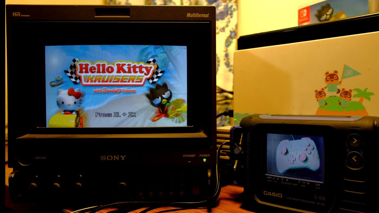 Gaming on CRT | Switch 480p RGBS | Hello Kitty Kruisers | Sony BVM D9H5U CRT Monitor