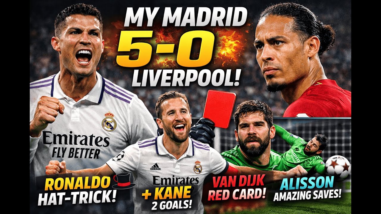 Madrid HUMILIATES Liverpool by 5–0 😱 | Ronaldo HAT-TRICK | Van Dijk RED Card 🔴|Kane Brace
