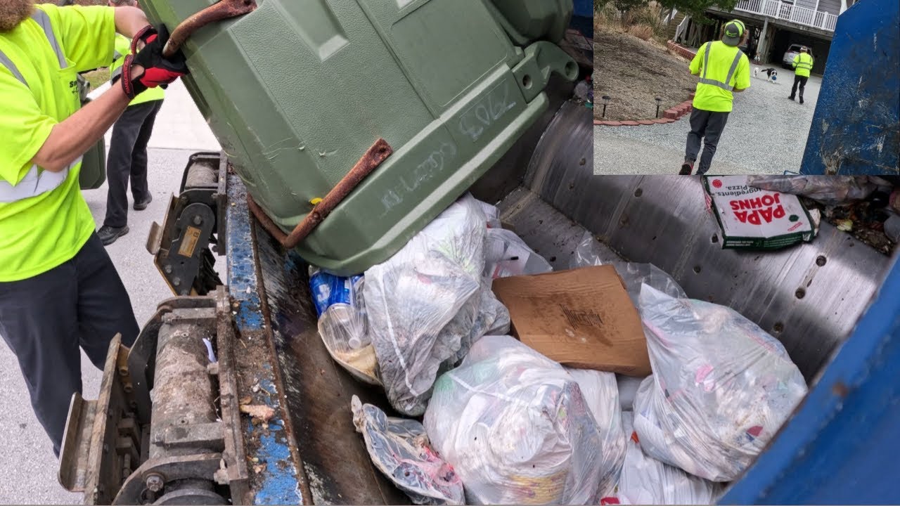 Garbage Truck Gopro 4K Hopper Shots | Hustling on a Rear-Loader Trash Truck