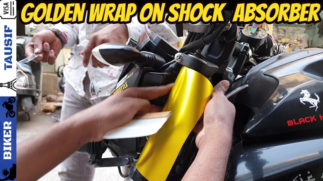 Gold Wrap On FRONT FORK for Any Bike | Golden Wrapping on SHOCK ABSORBER