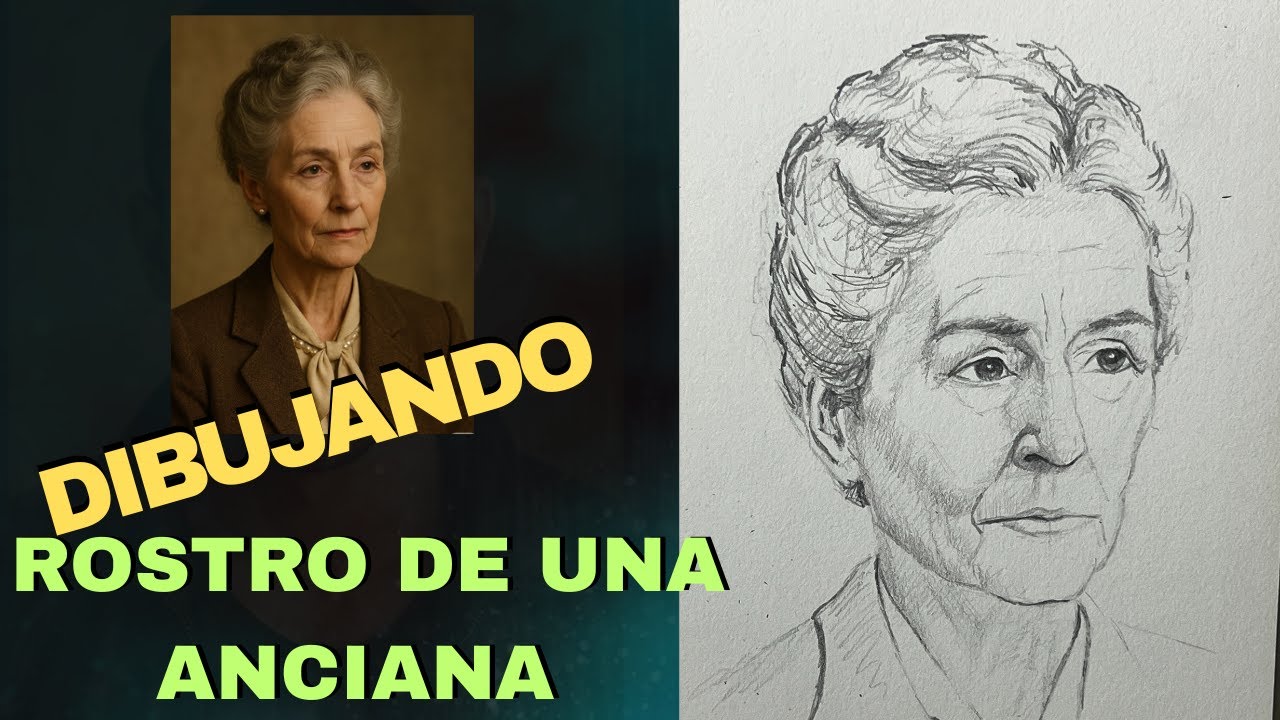 como dibujar el rostro de una anciana