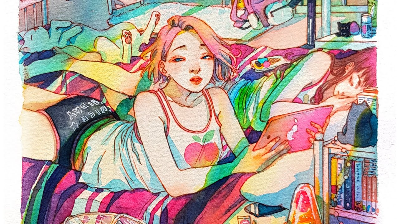 HOT SUMMER - Watercolor Illustration