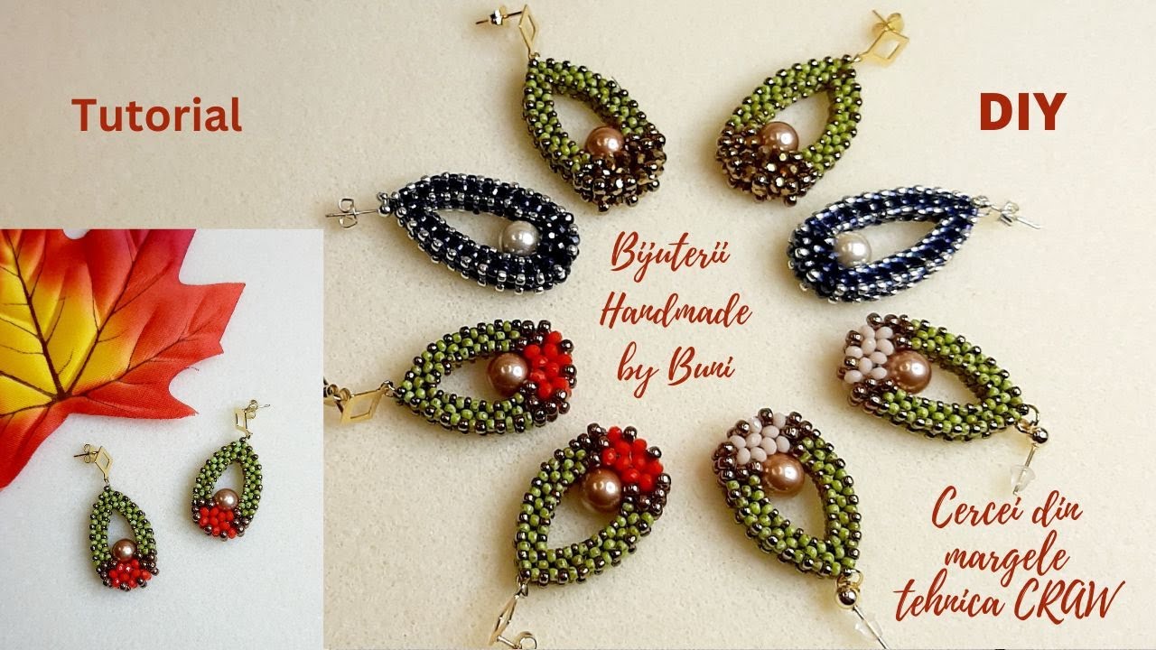 DIY Cercei din margele in tehnica CRAW /beaded earrings tutorial