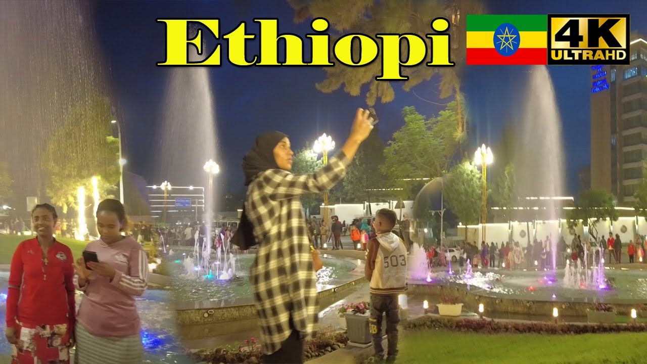 ለየት ባለ ድምቀት  ከተማዋን የለወጠው ኮሪደር ልማት በምሽት Addis Ababa 4K  Walking Tour Mexico Square to AU