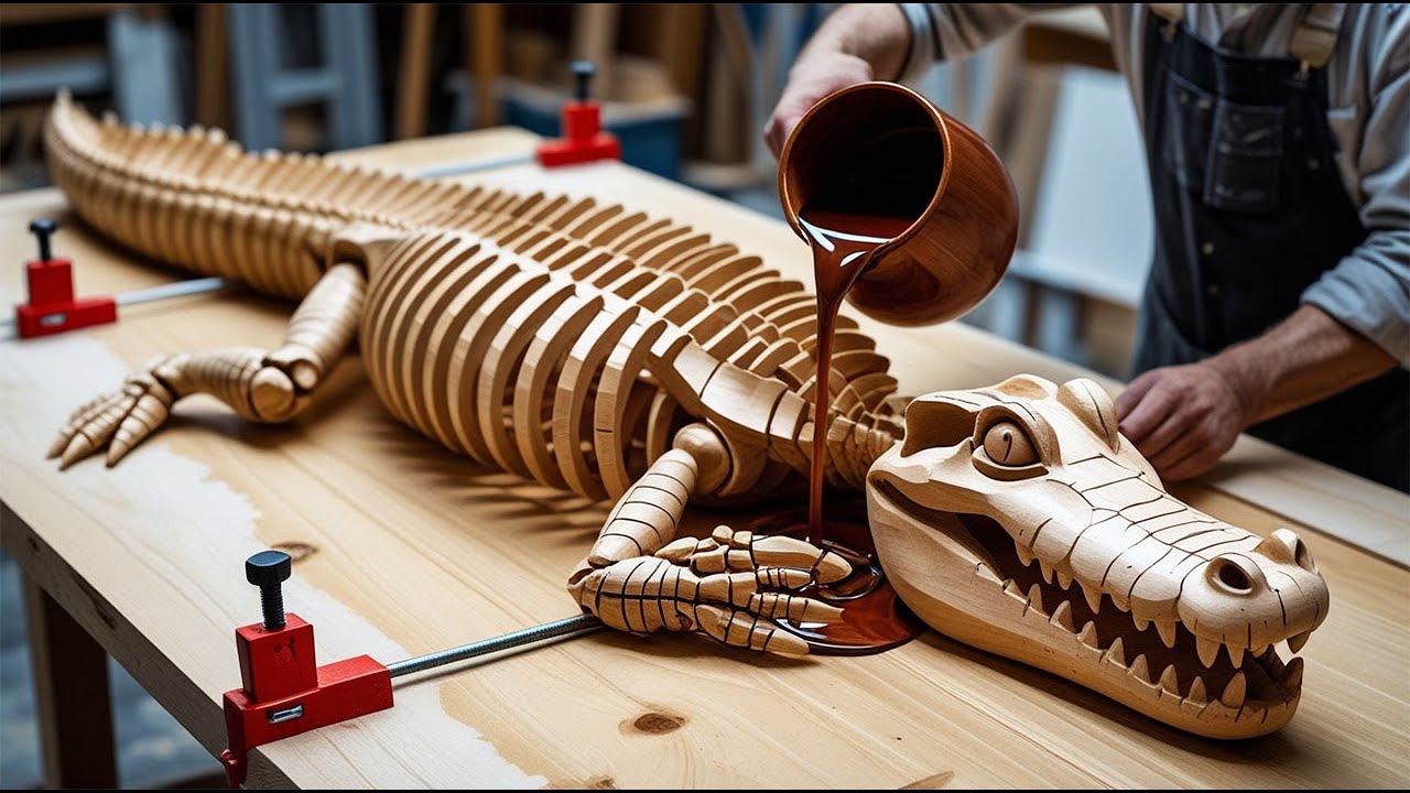 ABSOLUTELY INSANE! DIY Coffee Table Inspired by Fossilized Crocodile Skeleton Stunning Epoxy Resin!