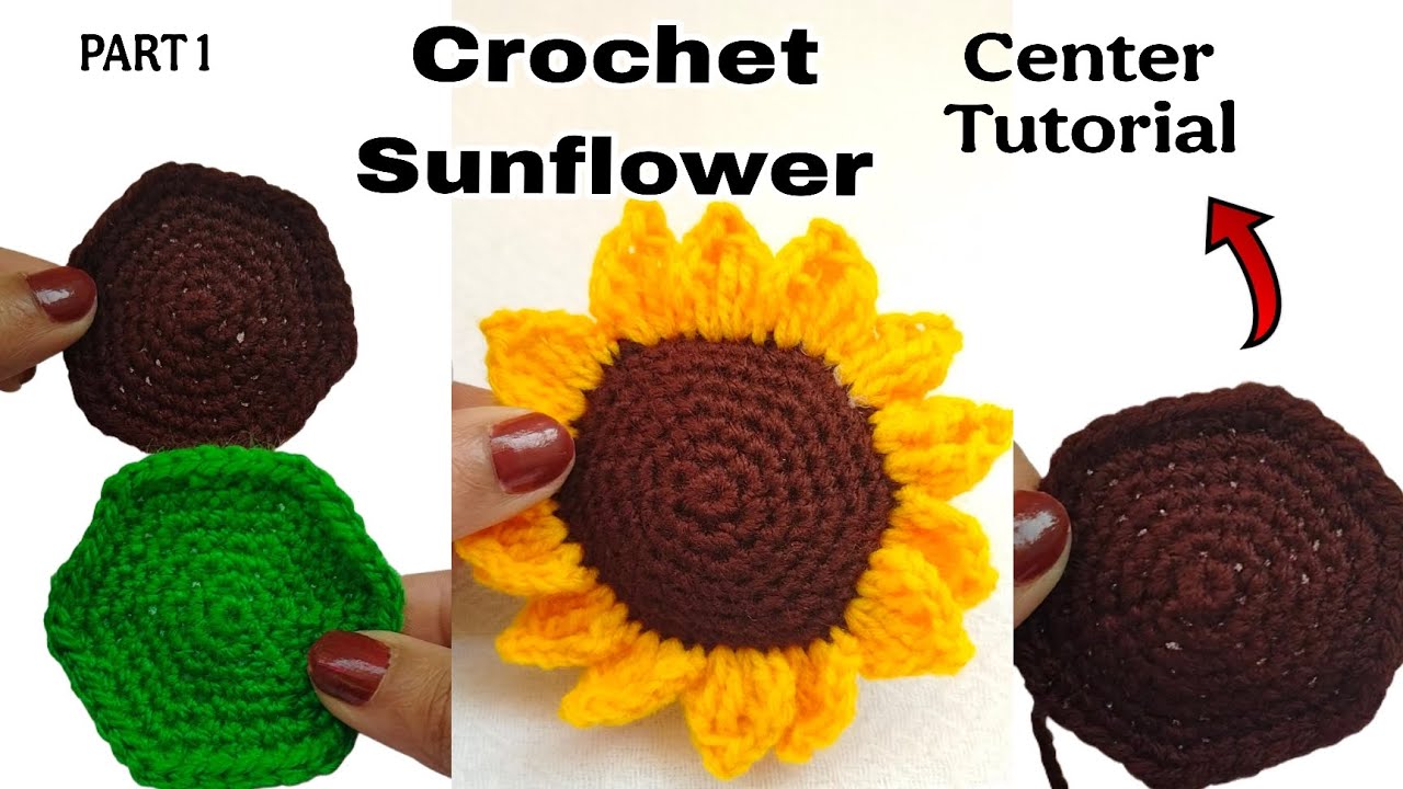Crochet Sunflower 🌻 | Part 1 – Center & Back Base Tutorial | Step by Step #crochetsunflower #center 