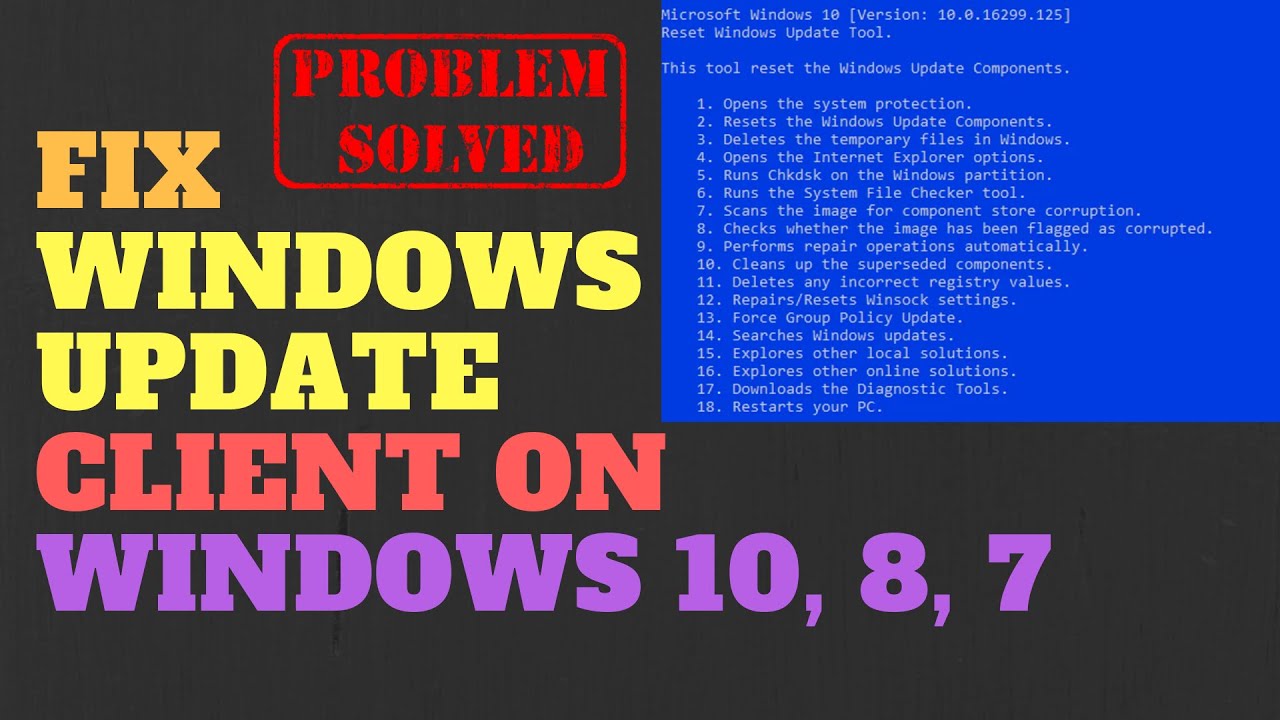 Fix Windows Update Client on Windows 10, 8, 7