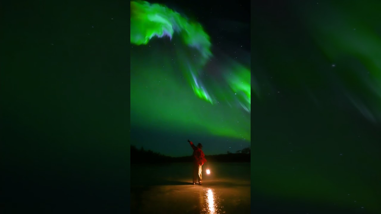 Ogromna zorza polarna na błyszczącym lodzie w Laponii w listopadzie 🔥 Zostały 2 miesiące 😍#finlan...