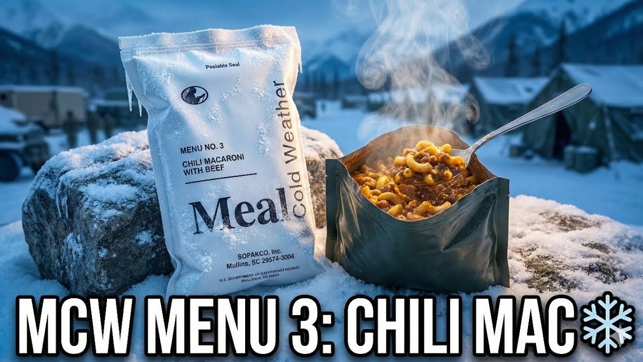 The LEGENDARY Chili Mac! ❄️ Eating US Military MCW Menu 3