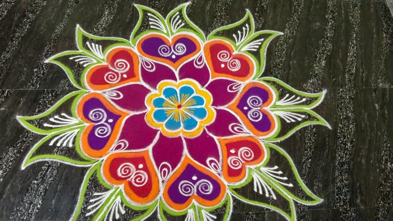 Simple kolam for beginners 🫶💖 