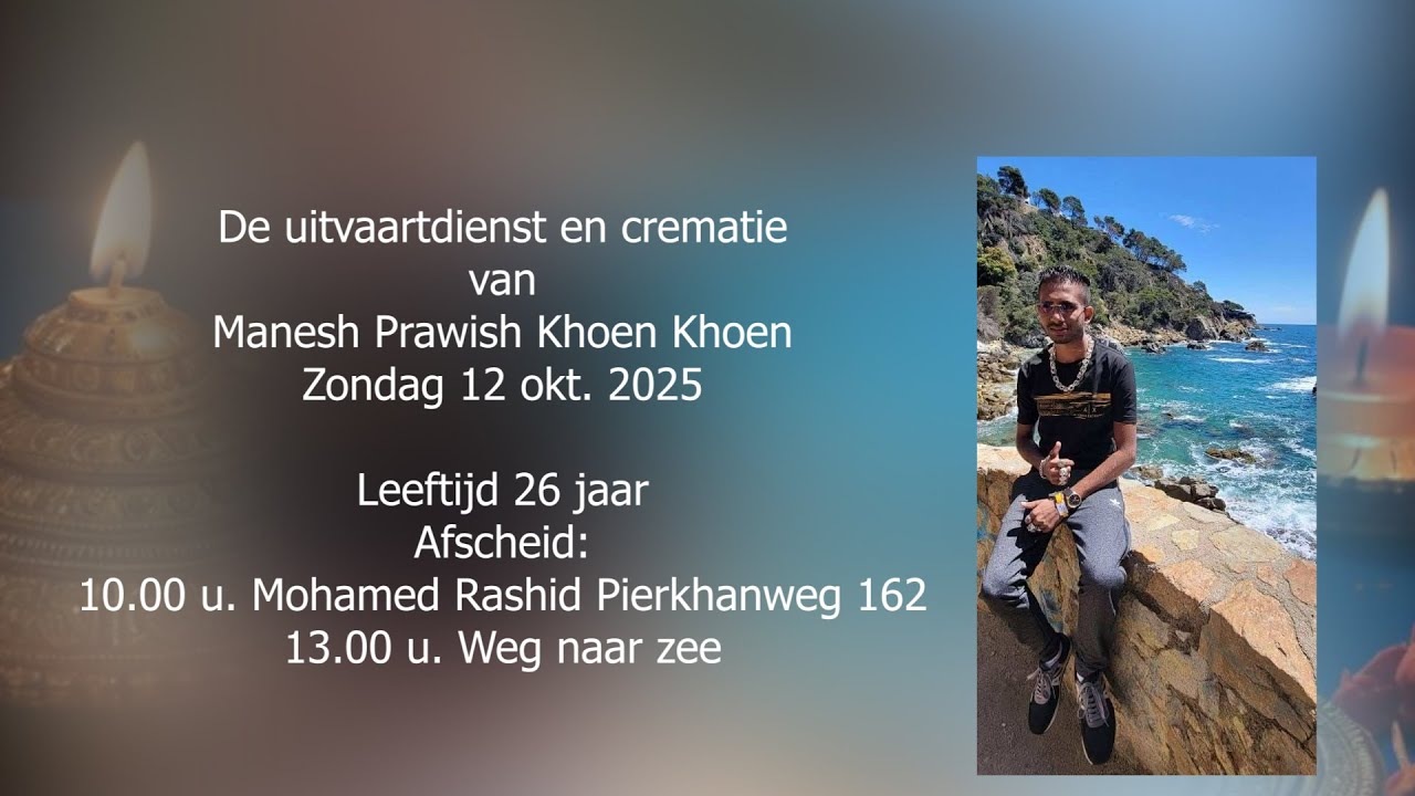 De uitvaartdienst en crematie van Manesh Prawish Khoenkhoen. Zondag 12 okt. 2025.