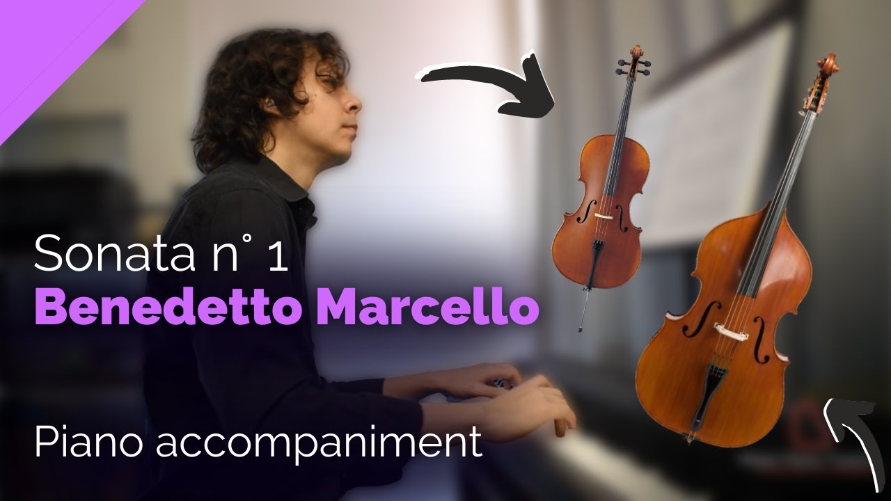 MARCELLO ▶️ Cello Sonata 1 in F Major - piano accompaniment for Double bass/viola/trombone