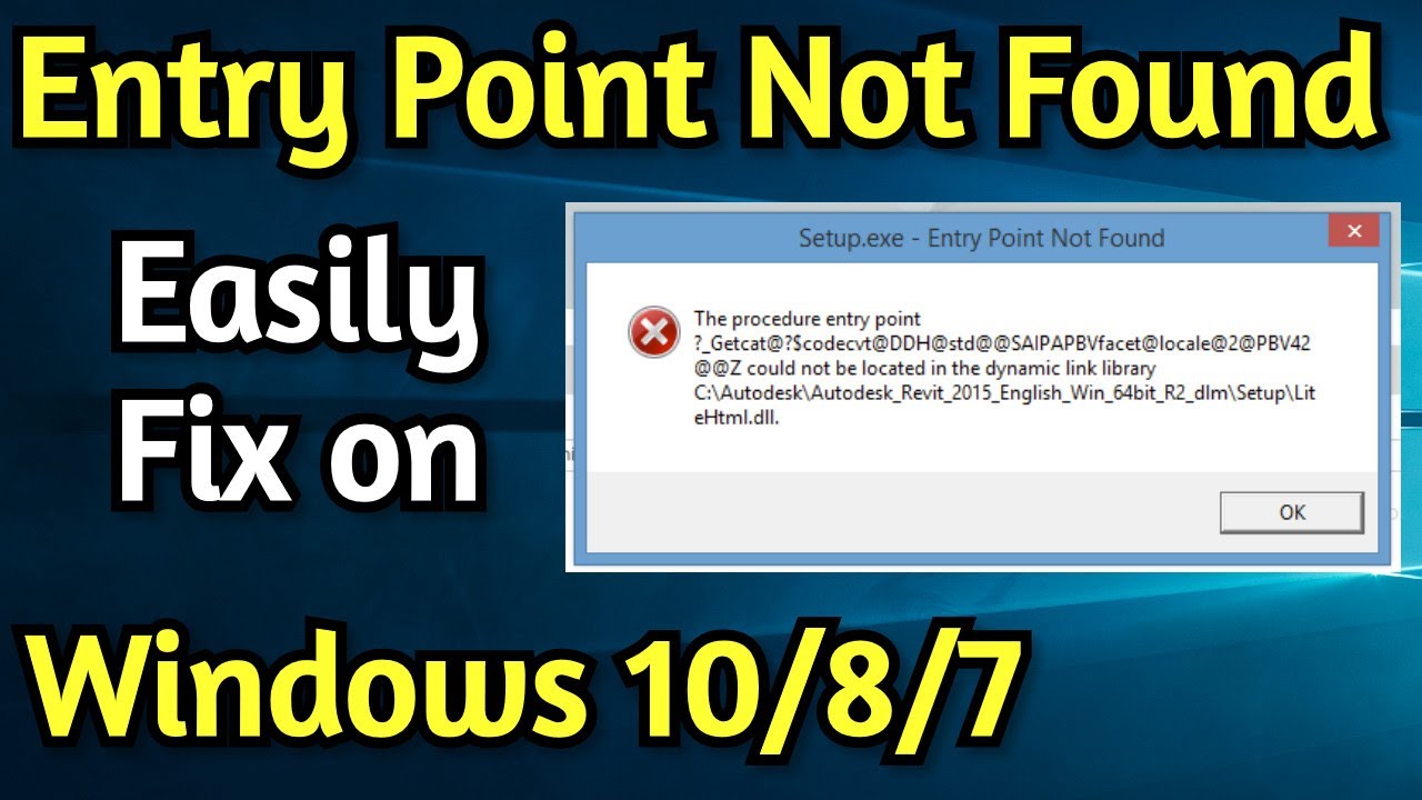 Entry Point Not Found Dynamic Link Library on Windows 10 | Fix Entry Point Not Found Error
