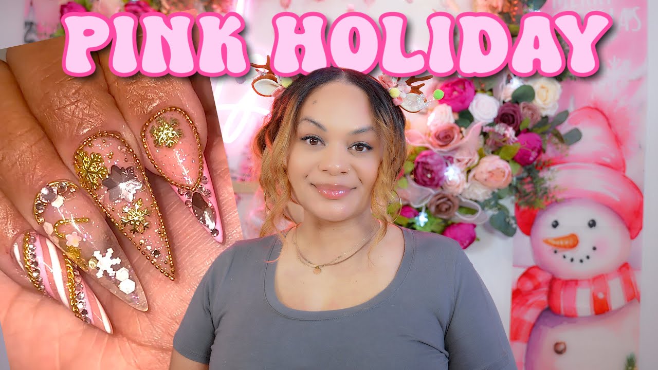 PINK HOLIDAY NAILS 💕❄️ HOW TO: HARD GEL NAILS