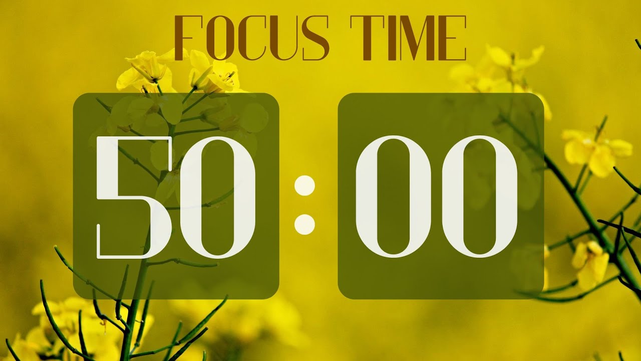 Đồng Hồ Đếm Ngược 50 Phút 🧡 Focus Timer 🧡 Yellow Flower Background 🧡 ASMR Tick Tock | Tập Trung Sâu