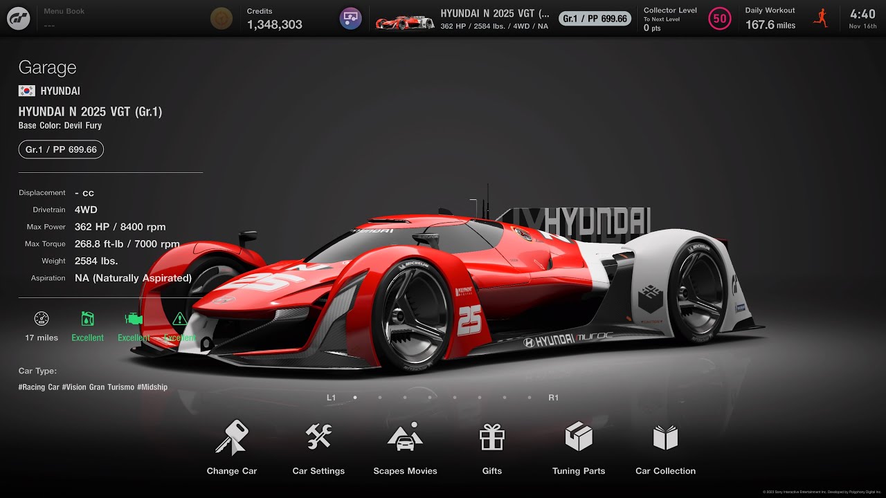 [Gran Turismo 7] HYUNDAI 2025 VGT Gr 1 700pp tune