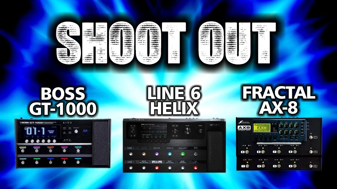 Boss GT-1000 VS Line 6 Helix VS Fractal AX8 SHOOT OUT #2- by Glenn DeLaune