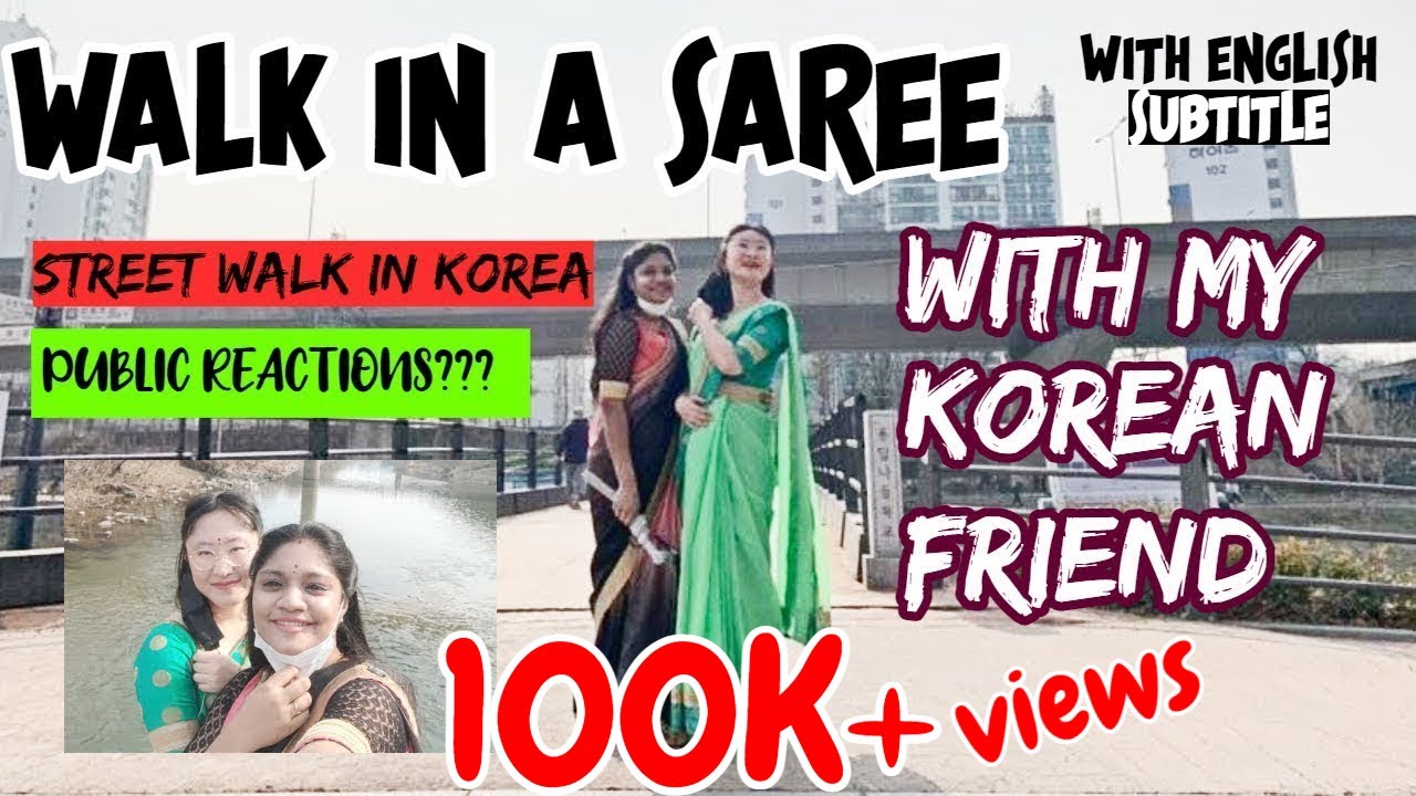 Korean Girl Wears Saree For The First Time | CHECK KOREAN REACTIONS