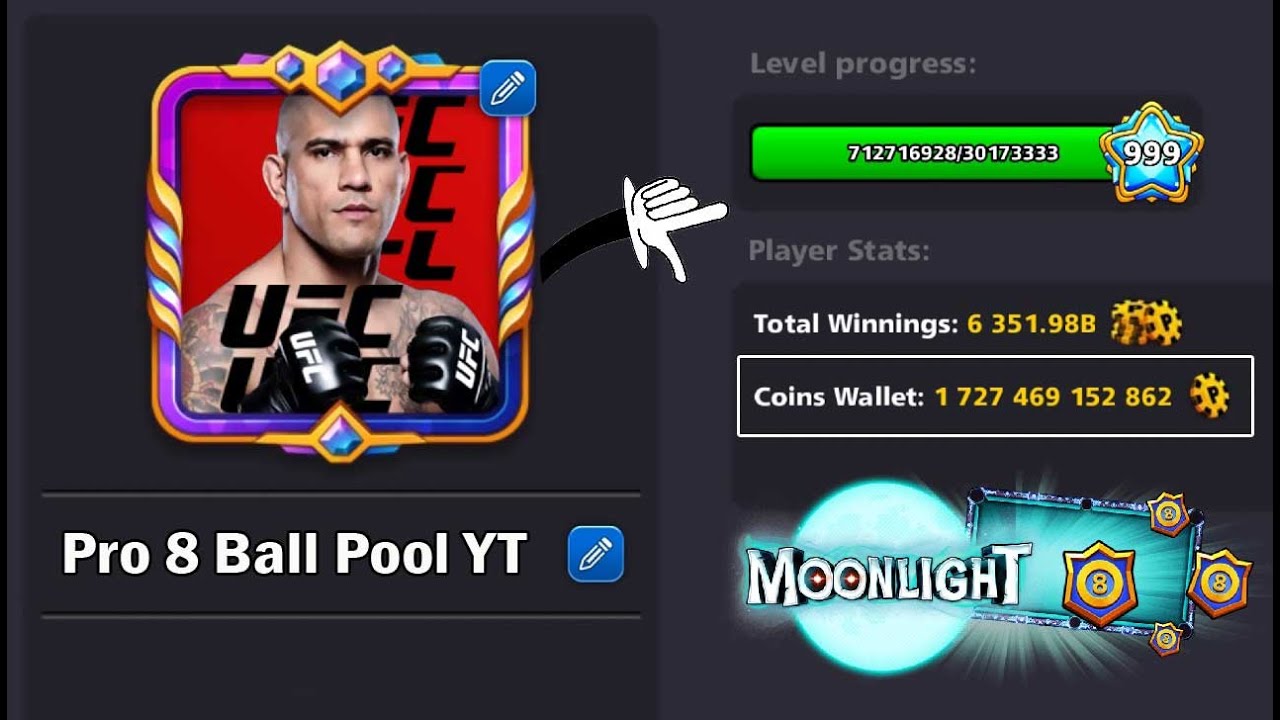 Level 999 Coins 1 727 000 000 000 🙀 Moonlight Season Max 8 Ball Pool