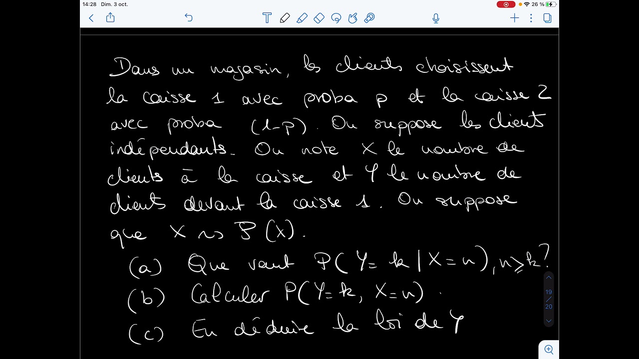 Lois conditionnelle, jointe et marginale - variables discrètes Poisson et Binomiale