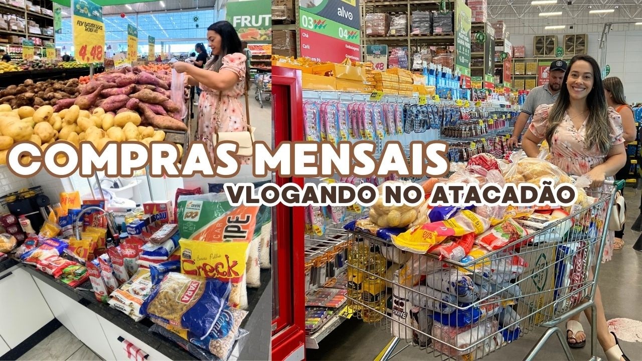 COMPRAS MENSAIS NO ATACADÃO | CARRINHO CHEIO, VLOGUEI TUDO! 💸 QUANTO GASTAMOS?