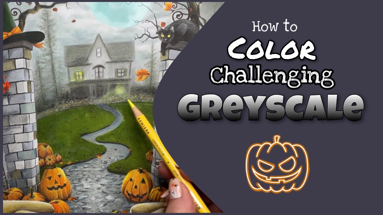 Adult Coloring Book| How to Color Challenging Greyscale in A Little Grimm World Halloween