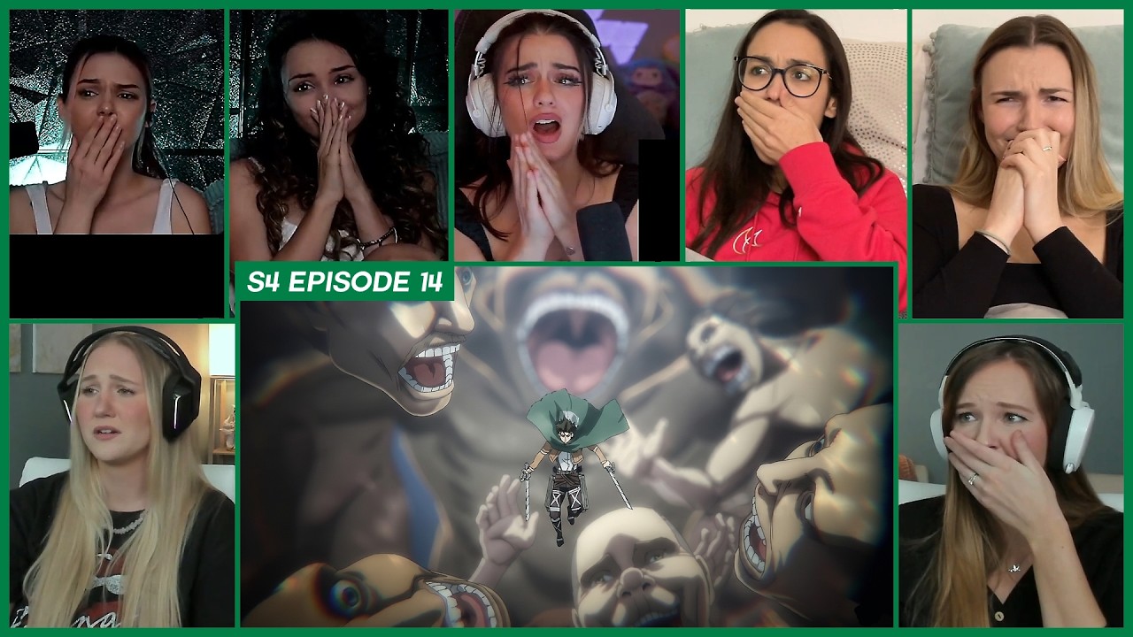 [GIRLS REACT] Levi's Comrades turn into Titans | Attack on Titan Season 4 Ep 14 Girl Reaction Mashup