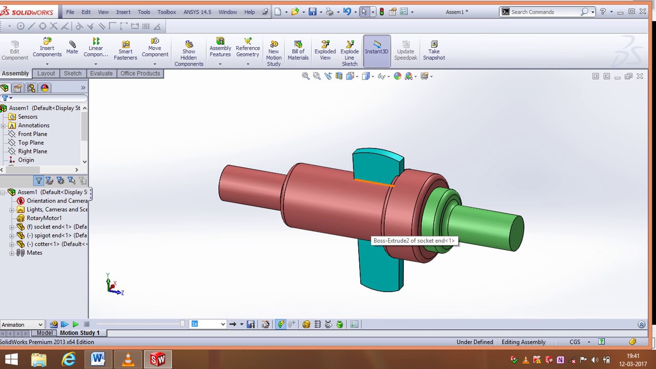 solidworks tutorial on assembly and dessembly of cotter joint