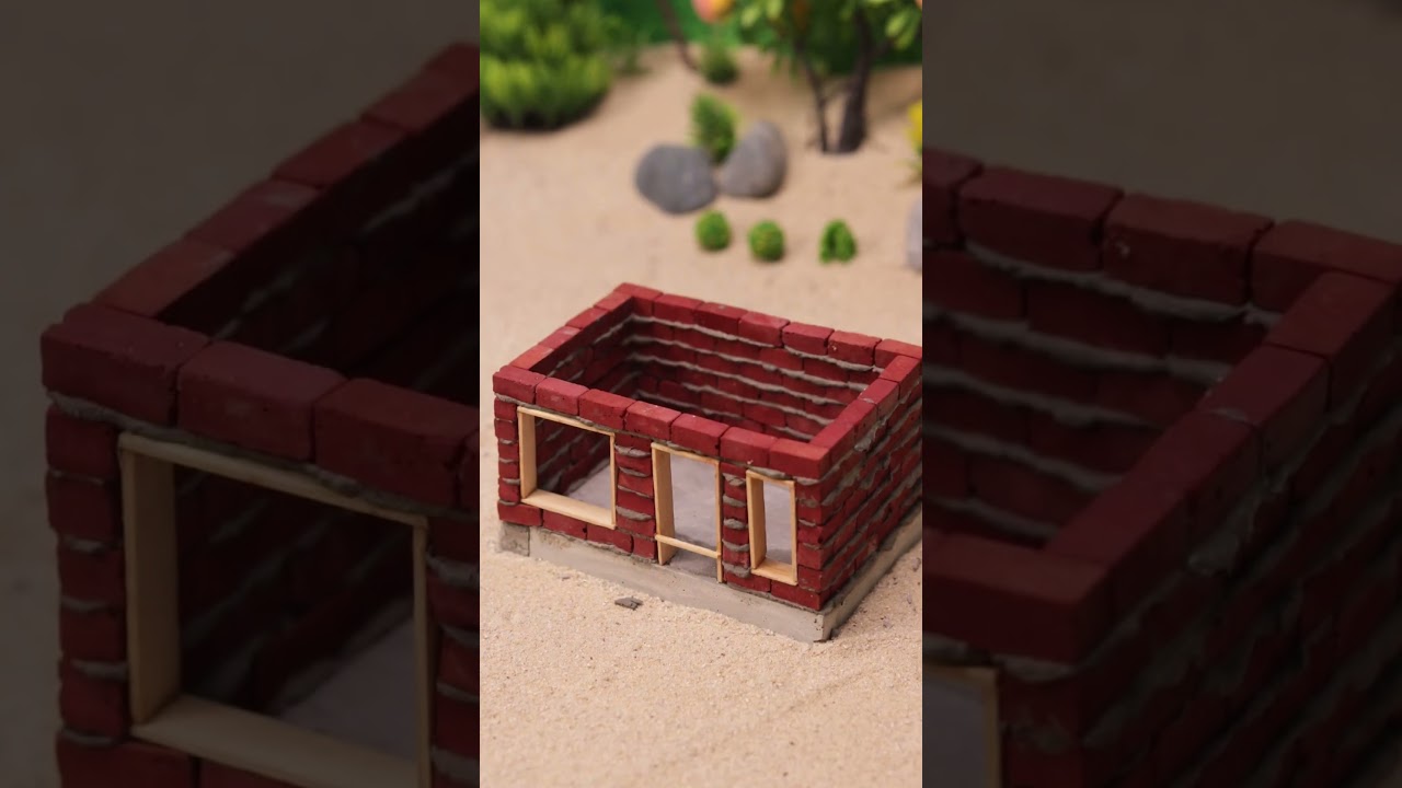The Most Realistic Mini Brick House Build! (Wait for the Cement Roof) #diy #minibricks  #miniature