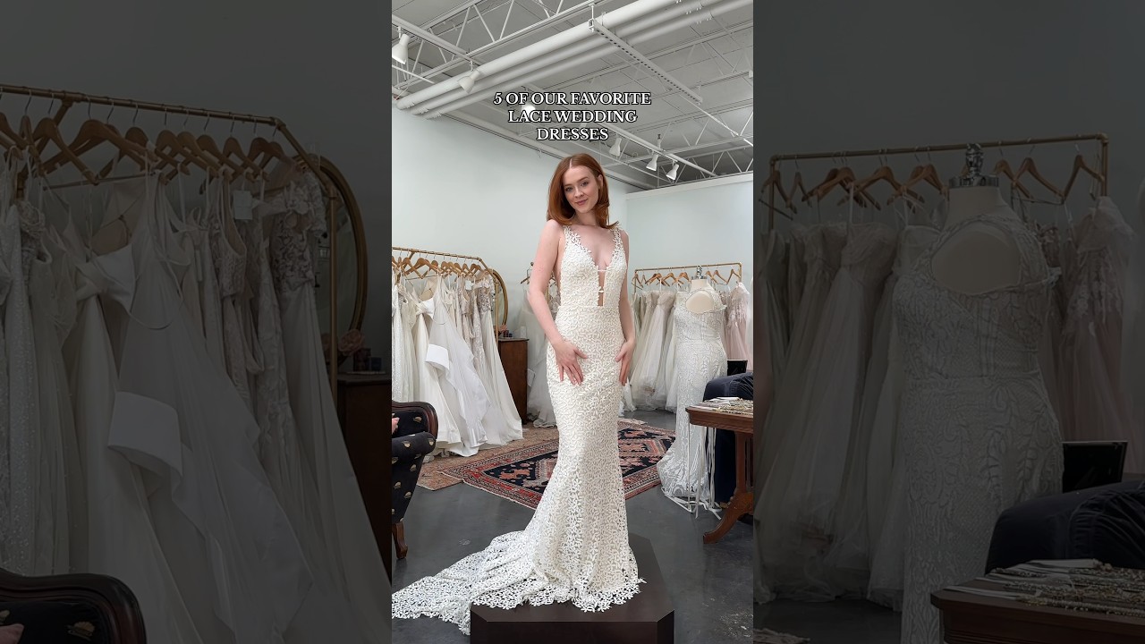 5 of our favorite lace wedding dresses at the bridal shop!🤍 See any you love? 
