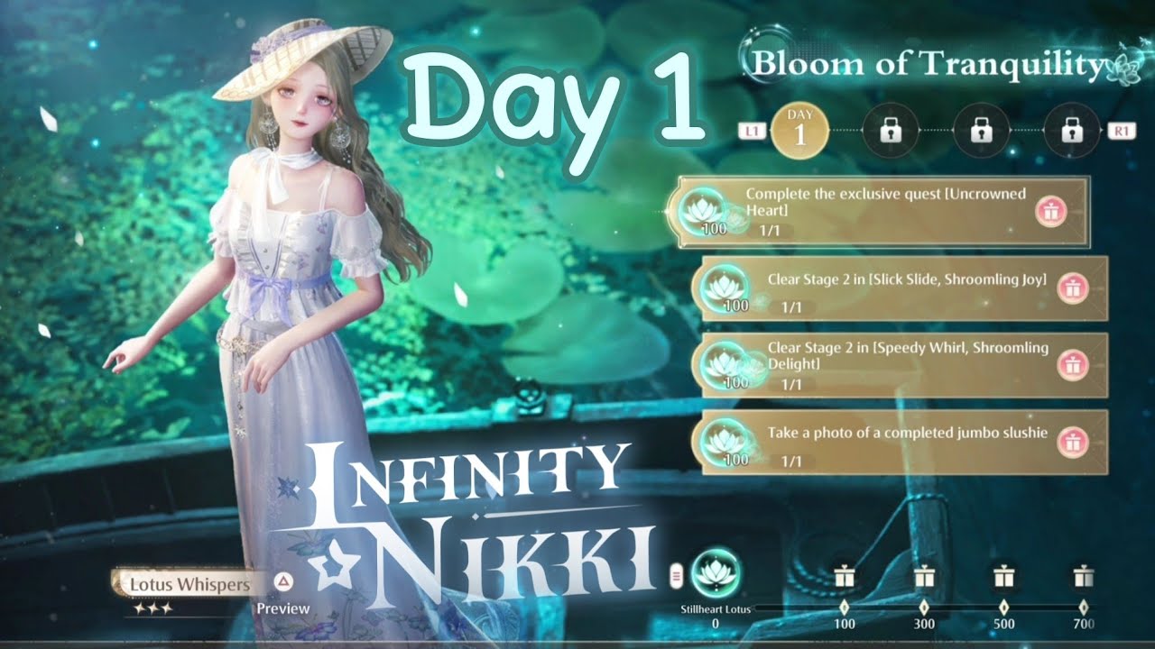 Infinity nikki 2.3 - Bloom of Tranquility Day 1 Quests