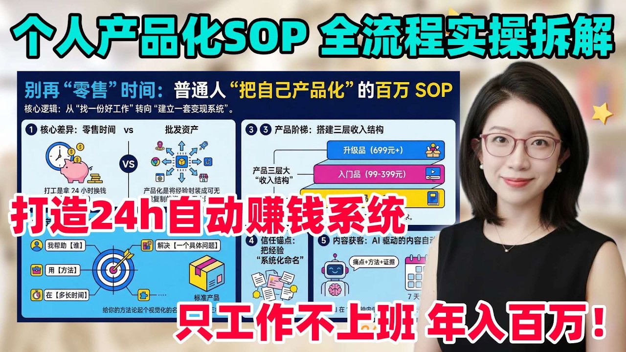 别再死磕打工了！只工作不上班，我如何做到年入百万？普通人“把自己产品化”的百万SOP流程详解！