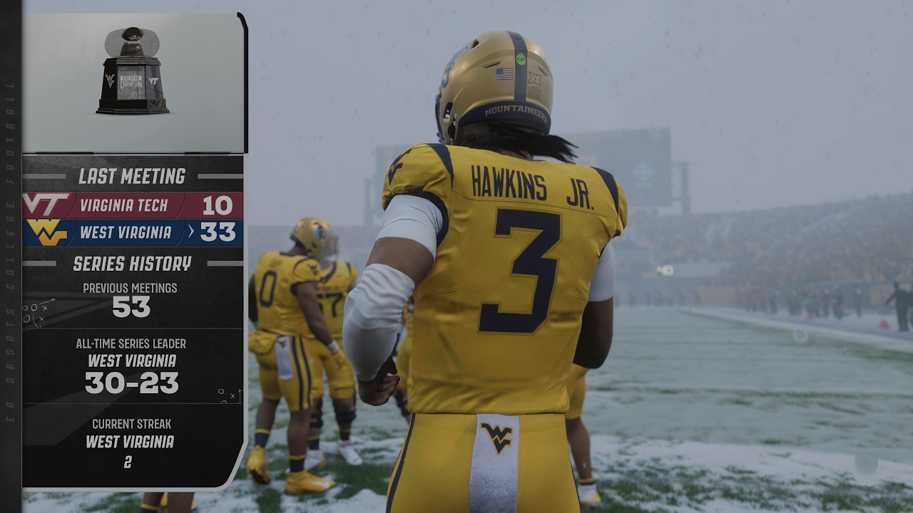 Modded College Football 27 NBC Presentation - Dynamic Weather Game (WVU vs VT)