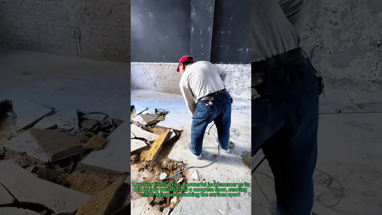 Demolition Action! Jackhammer Operation + Concrete Breaking, Raw Power & Efficiency in Construction