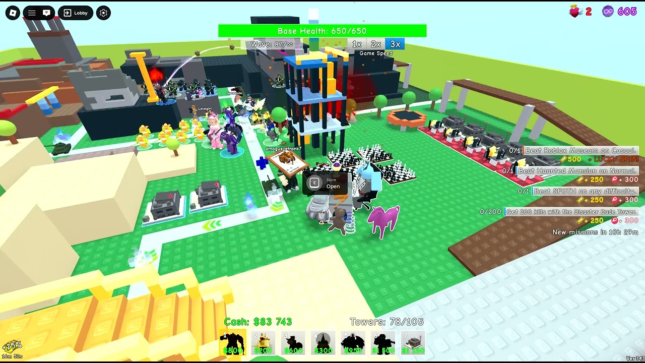 countuniation of roblox retro tower defense