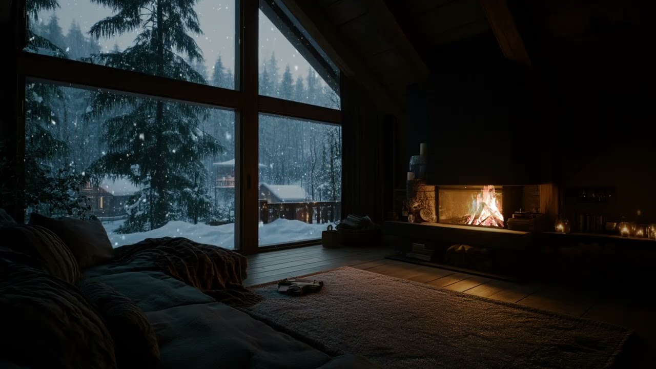 Fireplace Piano Ambience 🎹 Warm, Slow Music to Fall Asleep Easily