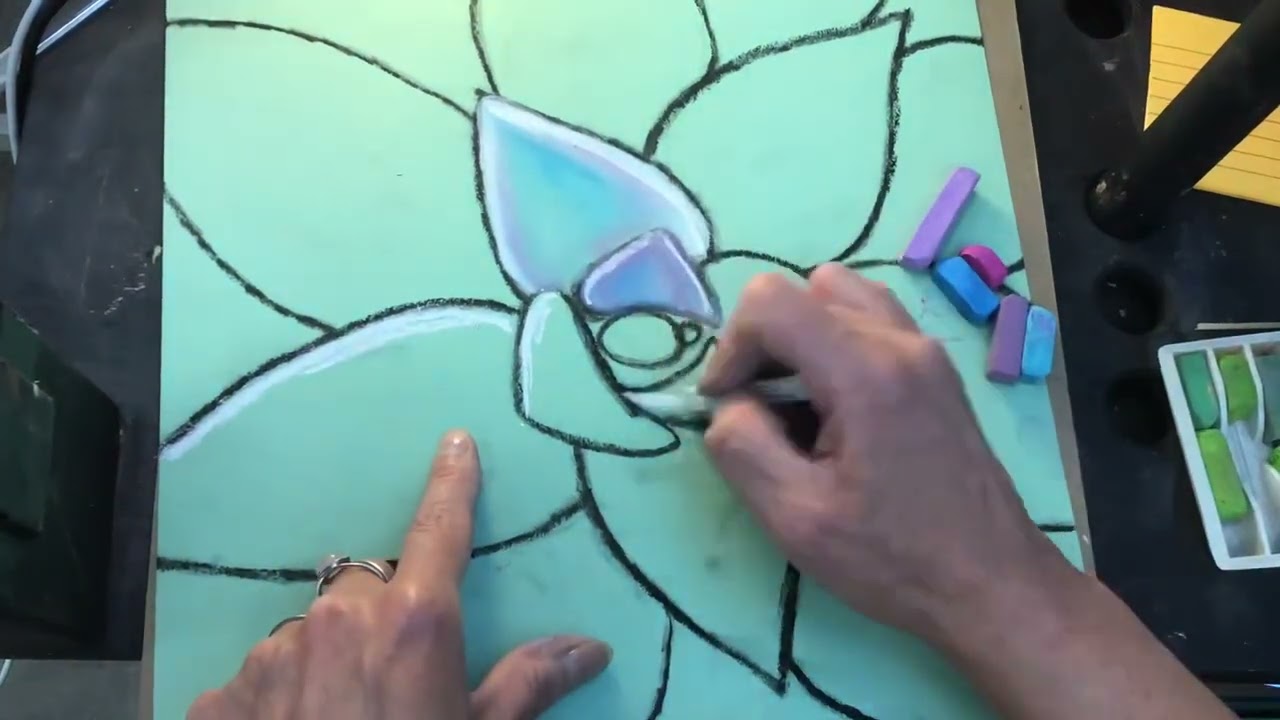 Succulents with chalk pastel